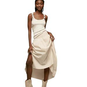 Anthropologie Draped Poplin Midi Skirt Light Pink Size Small Ruched Whimsy NWT